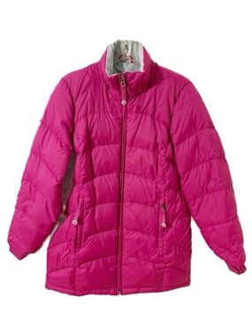 L.L. Bean Goose Down Quilted Puffer Jacket Fuchsia Full Zip XS